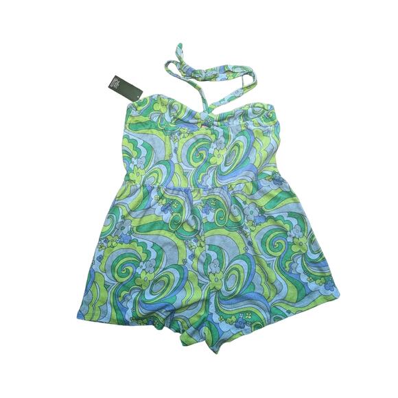NEW Wild Fable Blue/GreenTerry Cloth Romper Shorts size L - Picture 4 of 6